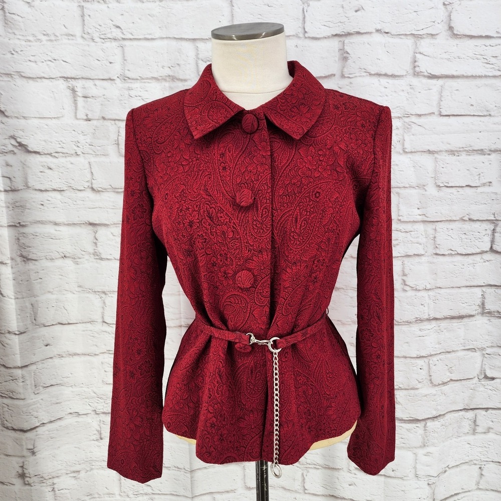 Vintage Equestrian Victorian Jacket Brocade Gothic Vamp Whimsigoth Leslie Fay 8